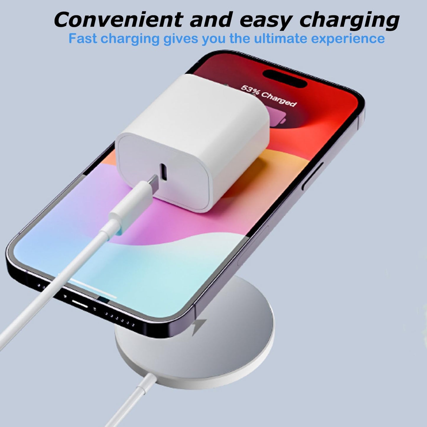 Wireless Charger,[Apple MFi Certified]15W Magnetic Charger 2Pack 3FT Magnetic Charge Pad with USB C Port PD Block Fast Charging Wireless Charge