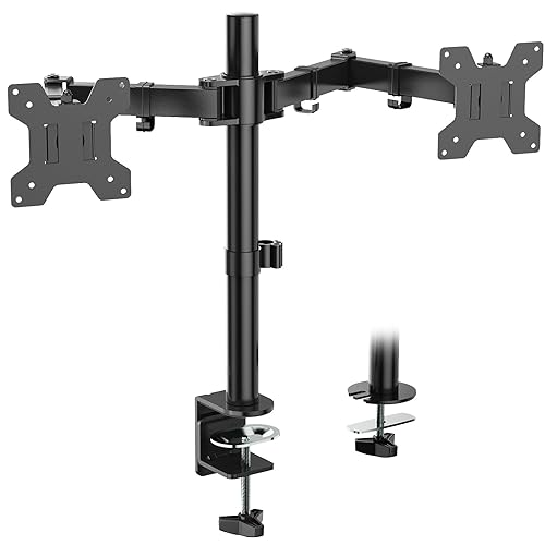 WALI Dual Monitor Stand for Desk, Dual Monitor Mounts for 2 Monitors up to 27 inch, 2 Monitor Desk Mount Holds up to 22 lbs, Height Adjustable Swivel