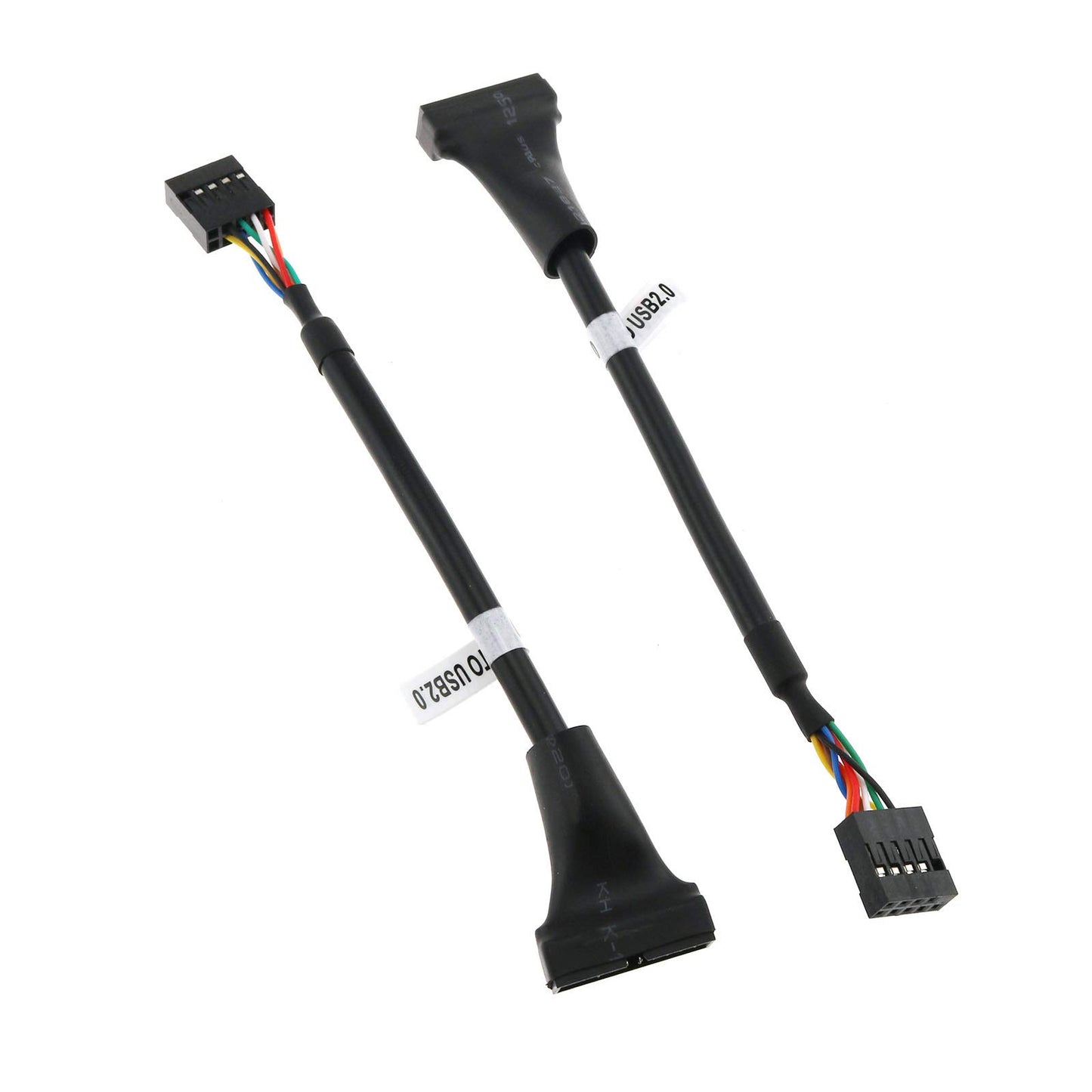 E-outstanding USB Header Cable 2PCS 6Inch USB 3.0 19 Pin Male to USB 2.0 9 Pin Female Motherboard Cable Adapter Converter Black