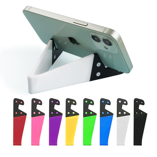 Kemoxan 8 Pack Portable Cell Phone Stand for Desk, Colourful Pocket Smartphone Kickstand, V Small Phone Travel Mount ?0.4" Slot Width? Compatible