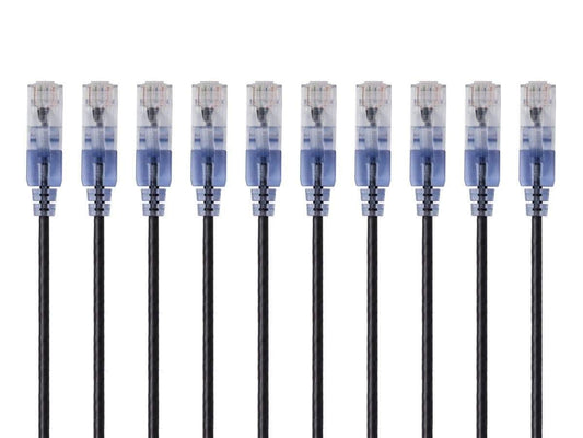 Monoprice - 133267 SlimRun Cat6A Ethernet Patch Cable - Snagless RJ45 UTP Pure Bare Copper Wire 10G 30AWG 25ft Black 10-Pack