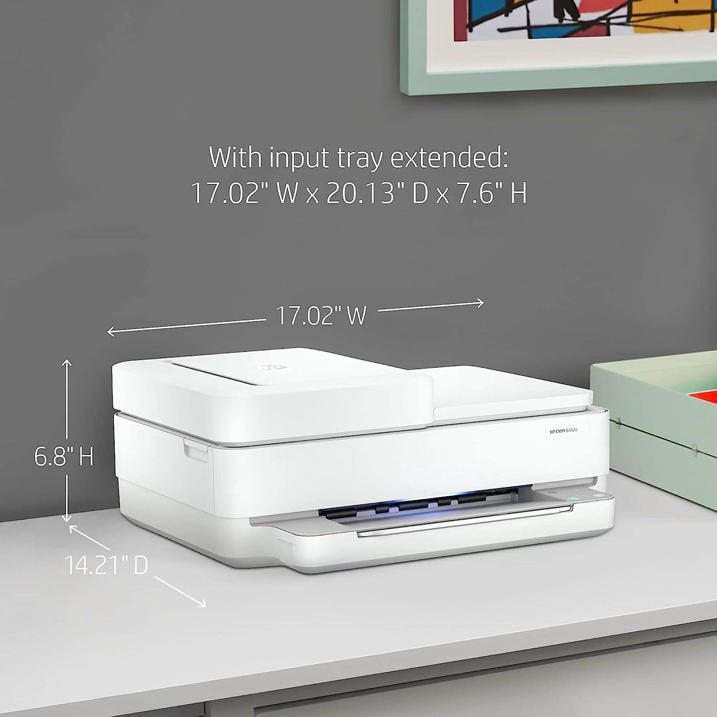 HP Envy 6452e Wireless Inkjet Color All-in-One Printer, Print Copy Scan, 35 Sheet ADF, 2-Side Printing, WiFi USB Connectivity, Instant Ink Ready, Home