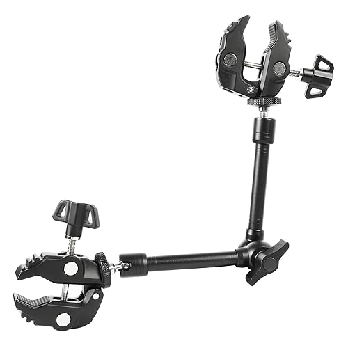 PellKing Magic Arm Clamp Kit, Camera Mount Articulating Friction Arm w 2 Pcs Super Clamp, w 1/4"-20 Screw and Thread Hole, for Camera, Light, Monitor