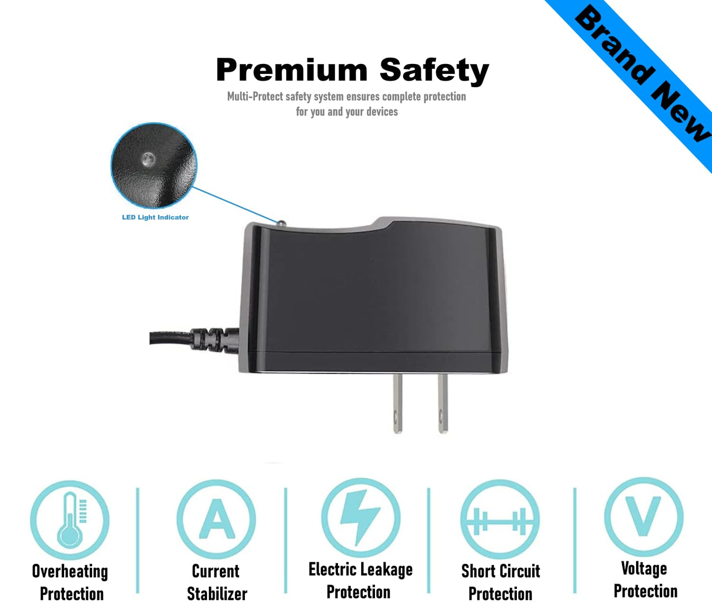 9V 1A AC DC 100V-240V Power Supply Adapter Cord for Arduino UNO R3 MEGA, US Plug - Center Positive 5.5x2.1~2.5mm