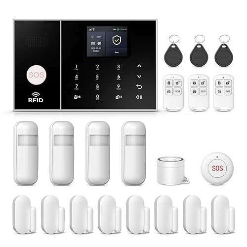 PGST WiFi Alarm System for Home Security,DIY Door Alarm Sensors,Tuya App Remote Control,Compatible with Alexa&Google for Villa,Apartment,Cabage,No
