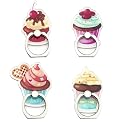 4Pack Cute Phone Ring Grip, Funny Donuts Popcorn Ice Cream Hamburg Chips Cake 360 Rotation Finger Ring Holder Mount Stand Kickstand (Ice Cream)