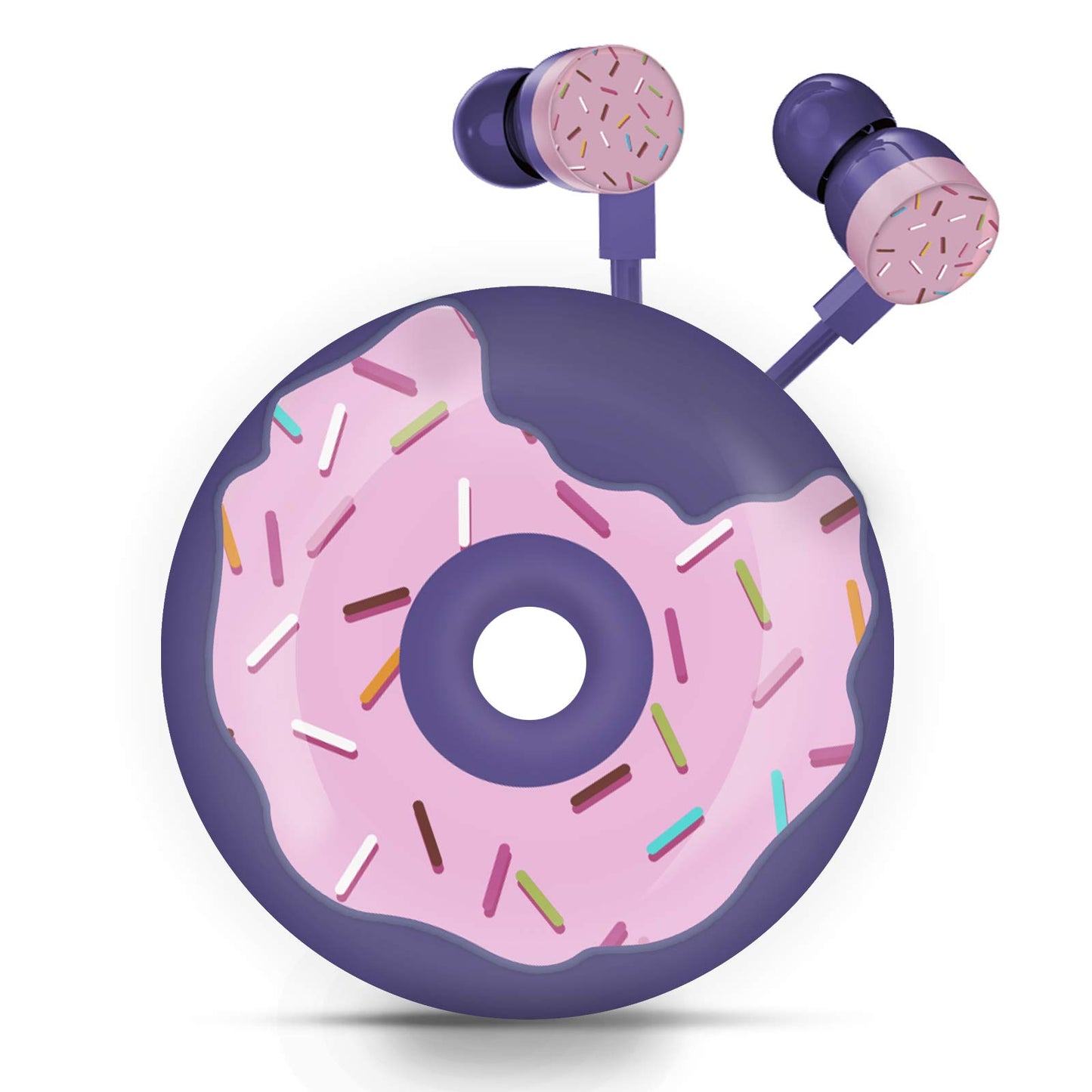 QearFun Donut Earbuds for Kids, Cute Earbud & in-Ear Headphones Wired Gift for School Girls and Boys with Microphone and Lovely Earphones Storage Case