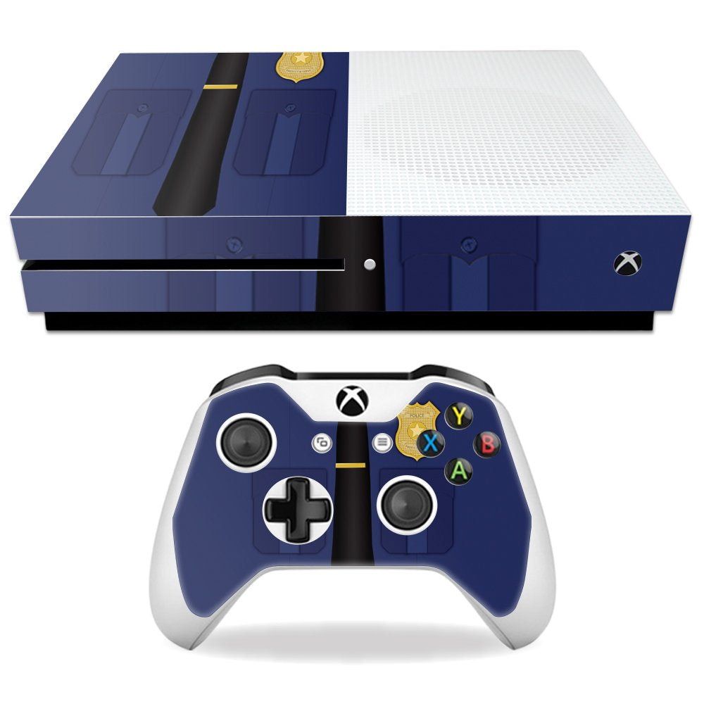 MightySkins Skin Compatible with Microsoft Xbox One S - Policeman | Protective, Durable, and Unique Vinyl Decal wrap Cover | Easy to Apply, Remove