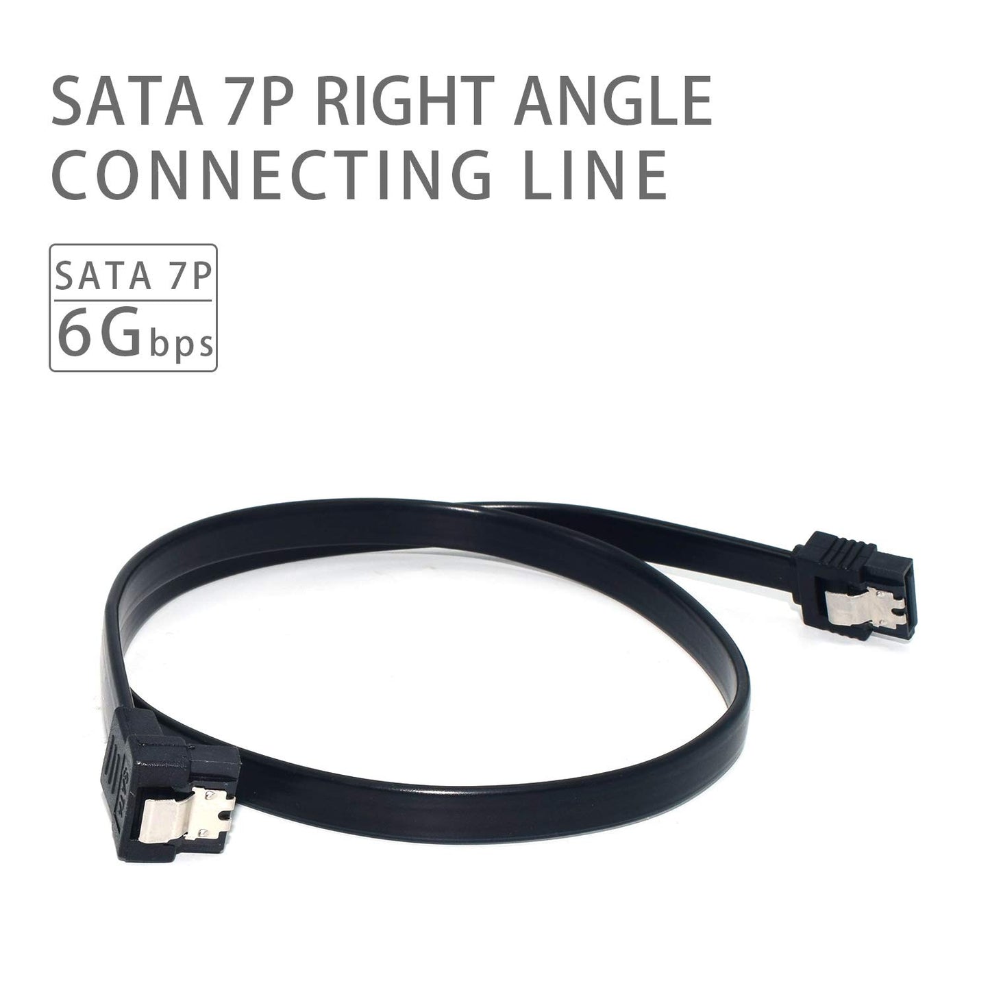ELifeApply SATA Cables, Sata III 6.0 Gbps Cable 90 Degree Right Angle Data Cable 7 Pin with Locking Latch 18Inch for SATA HDD, SSD, CD Driver etc(3