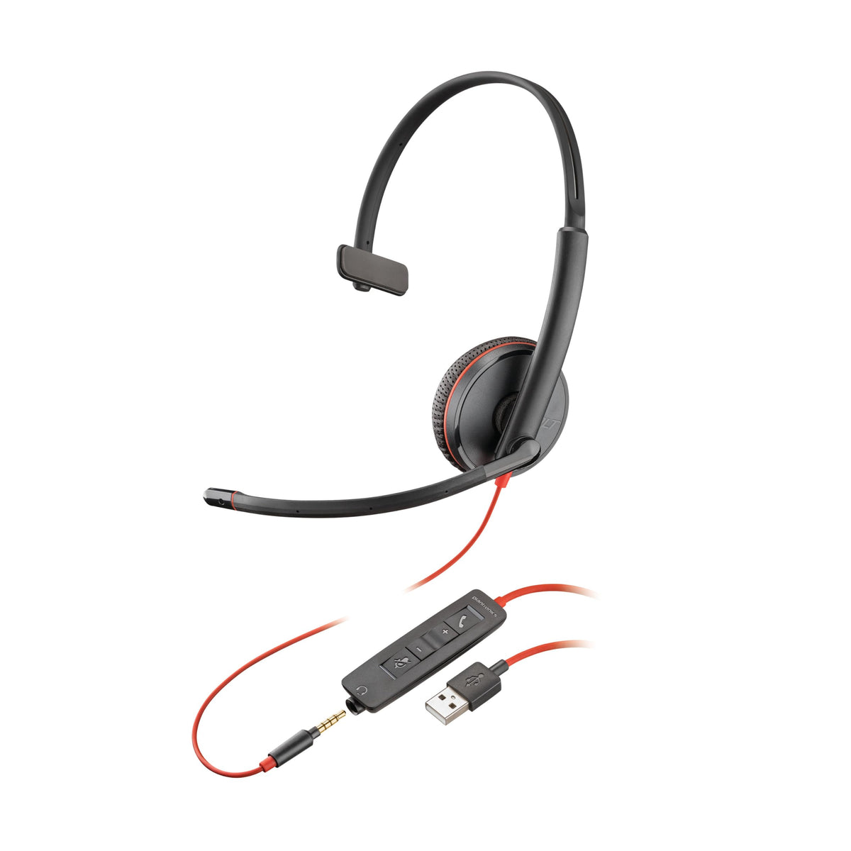 Plantronics Blackwire 3215 USB-A Headset, On-Ear Mono Headset, Wired
