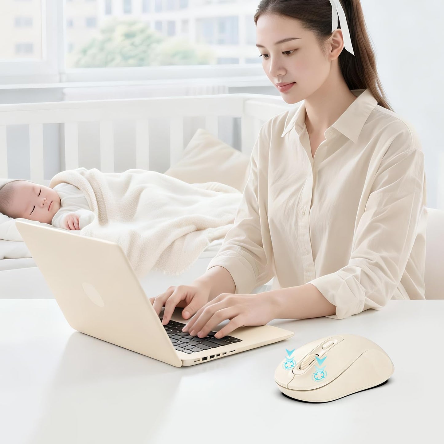 TvvTvvT Wireless Mouse, 2026 New Model, Silent Click Ergonomic Design, Portable, 4 Buttons, Adjustable DPI (800/1200/1600), for Laptop/PC/Office