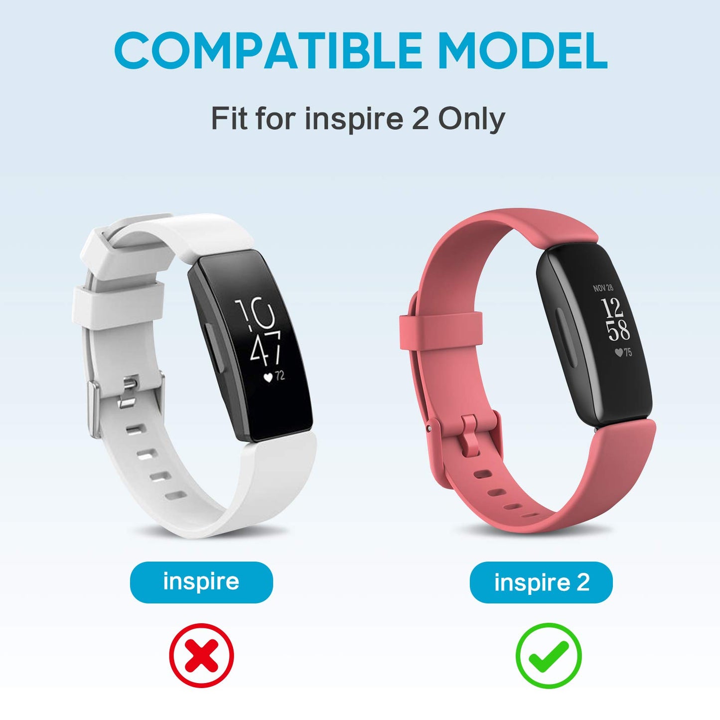 EEweca [2-Pack] Charger Cable for Fitbit Inspire 2, Replacement Charging Cable Accessory (3.3 ft/1.0 ft)