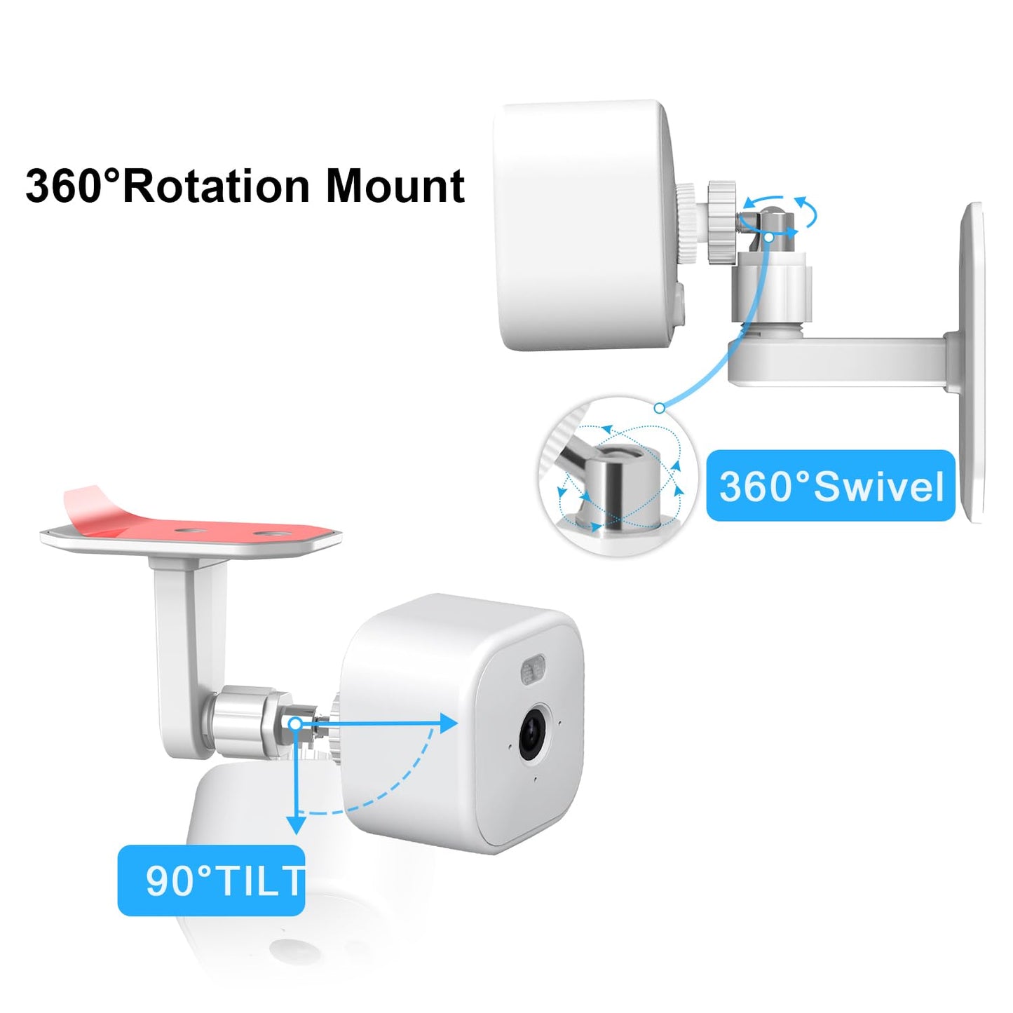 SZAOYU 2 Pack Blink Mini/Mini 2 Adhesive Camera Mount, 360° Adjustable Outdoor Wall Mount for Blink Outdoor 4 (4th Gen)/(3rd Gen) Indoor Mounting