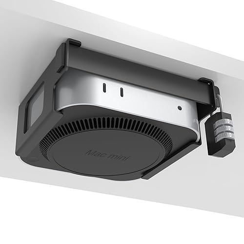 Bylitco Under Desk Mount for Mac Mini M4/M4 Pro | Anti-Theft Metal Bracket with Password Lock & Protective Padding |VESA-Compatible Hidden
