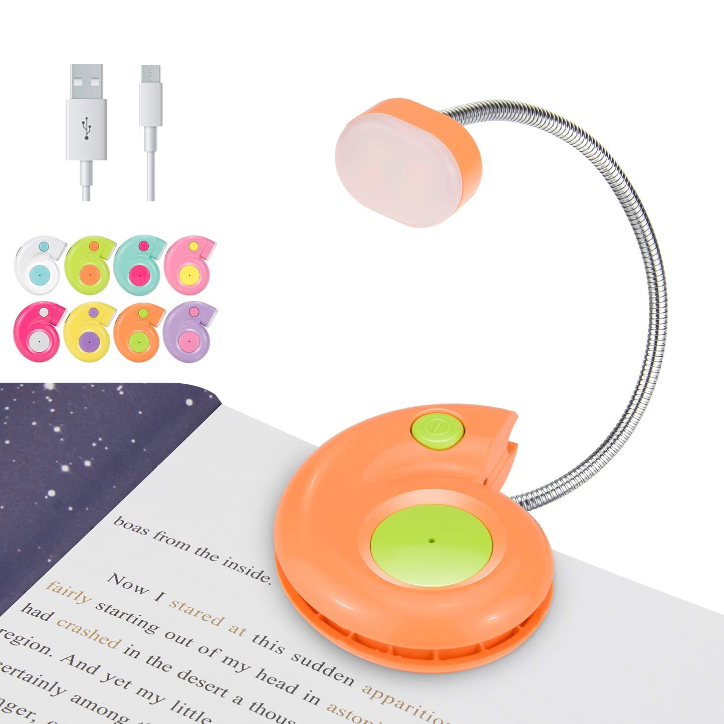 LUXSWAY Rechargeable Book Light, Portable Reading Lamp, Eye Care Book Light, Bookmark Light for Adult Bookworm -Orange