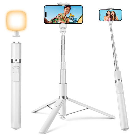 Victiv 68" Phone Tripod, Selfie Stick Tripod with Remote and Fill Light, [Tap-to-Open] iPhone Tripod Stand, Lightweight Cell Phone Stand for Video