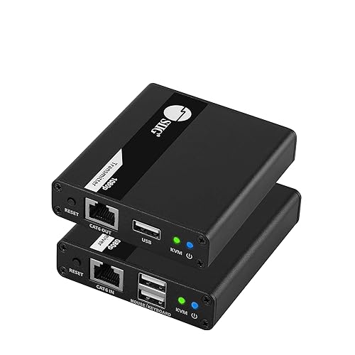 SIIG HDMI KVM Extender Over CAT6/ 6e/ 7 Cable up to 230ft, 1080p 60Hz HD with HDMI Loop Out, 2-Port USB for Keyboard/Mouse, Audio Extractor, Near Zero
