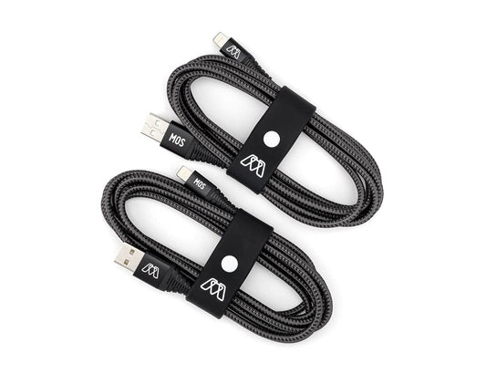 Sewell MOS Strike Lightning Cable, 6ft Two Pack, Ultra Durable Braided Nylon Fiber Jacket, Tangle Resistant, MFI Certified,Gray,SW-33122-06-2