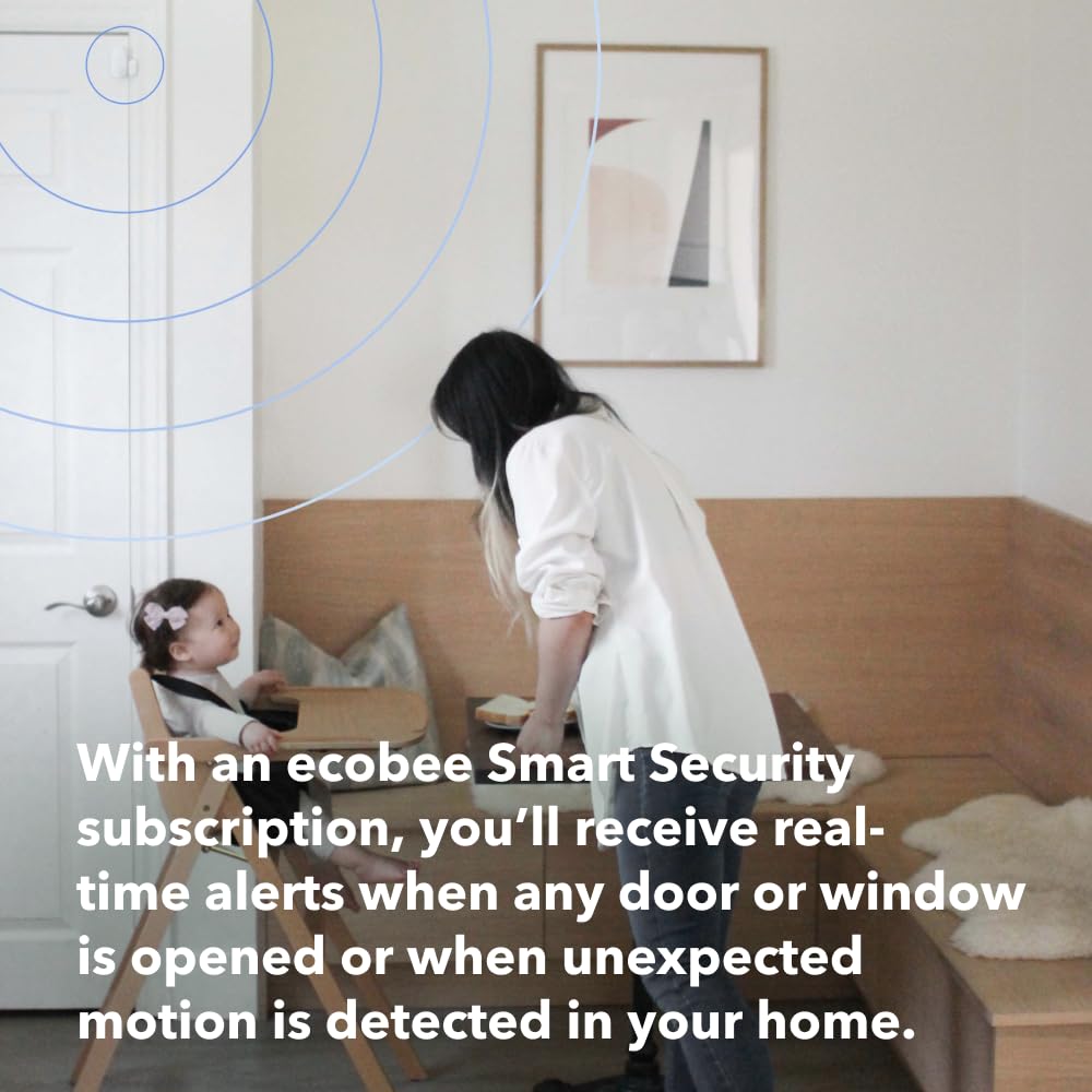 ecobee Smart Sensor for Doors & Windows 2 Pack - Wifi Contact Sensor for Home Security, Energy Savings - Compatible with Smart Thermostats