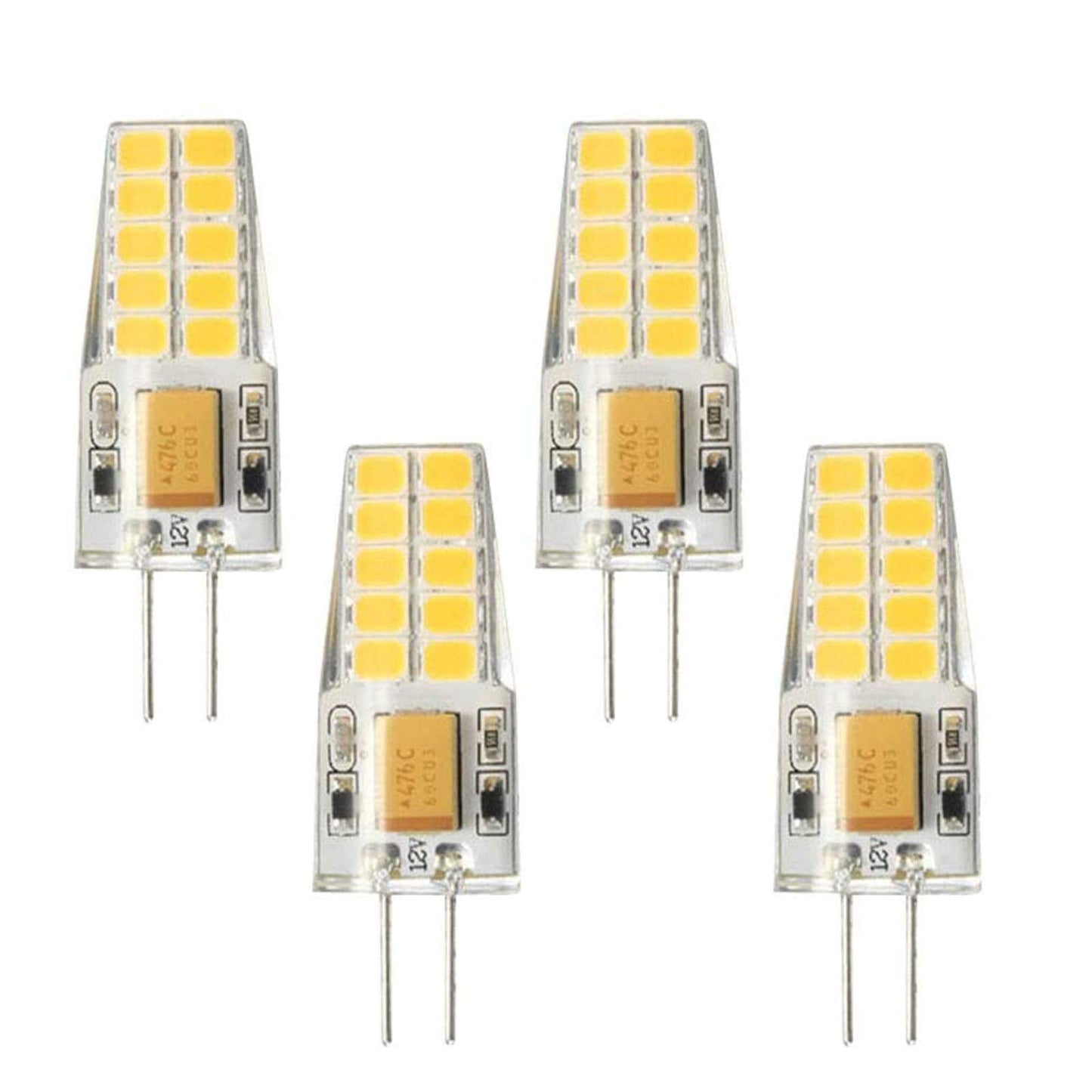 Lxcom Lighting 2.5W G4 led Light Bulbs AC/DC 12V G4 Mini LED Bulb(4 Pack)- 25W Halogen Light Bulbs Replacement Warm White 3000K JC T3 Lamp