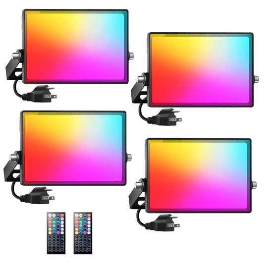 Onforu LED Flood Light Outdoor 250W Equivalent, 25W Color Changing RGBW Floodlight with Remote, 2700K Warm White IP66 Stage Lighting Indoor Uplights