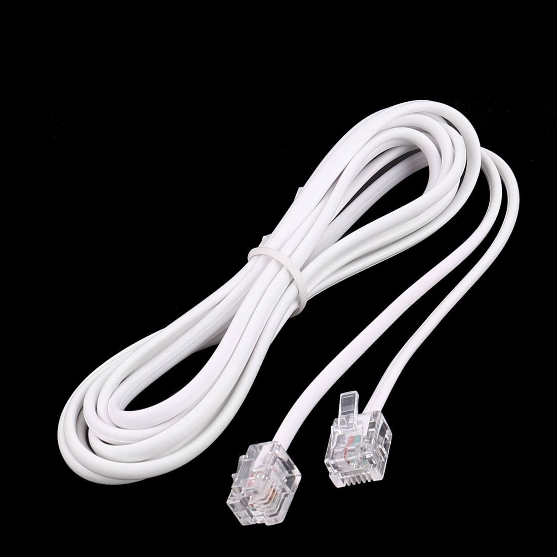 uxcell 6P2C RJ11 Telephone Fax Modem Line Cable 1.9M, 2Pieces for Landline Telephone, White