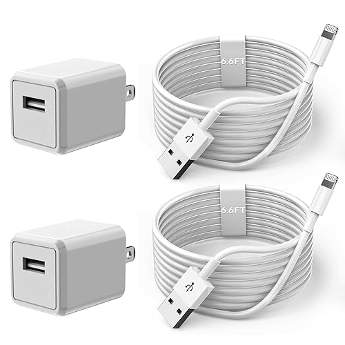 iPhone Charger Cord 6FT, [Apple MFi Certified] 2 Pack Lightning Cable Cube Phone Charging Transfer Cord Cable USB Plug Wall Charger Block Travel…