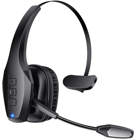 Trucker Bluetooth Headset, Wireless Headset with Mic, Bluetooth Headsets with Dual Noise Cancelling Microphone & Mute Button, 55Hrs Working Time PC