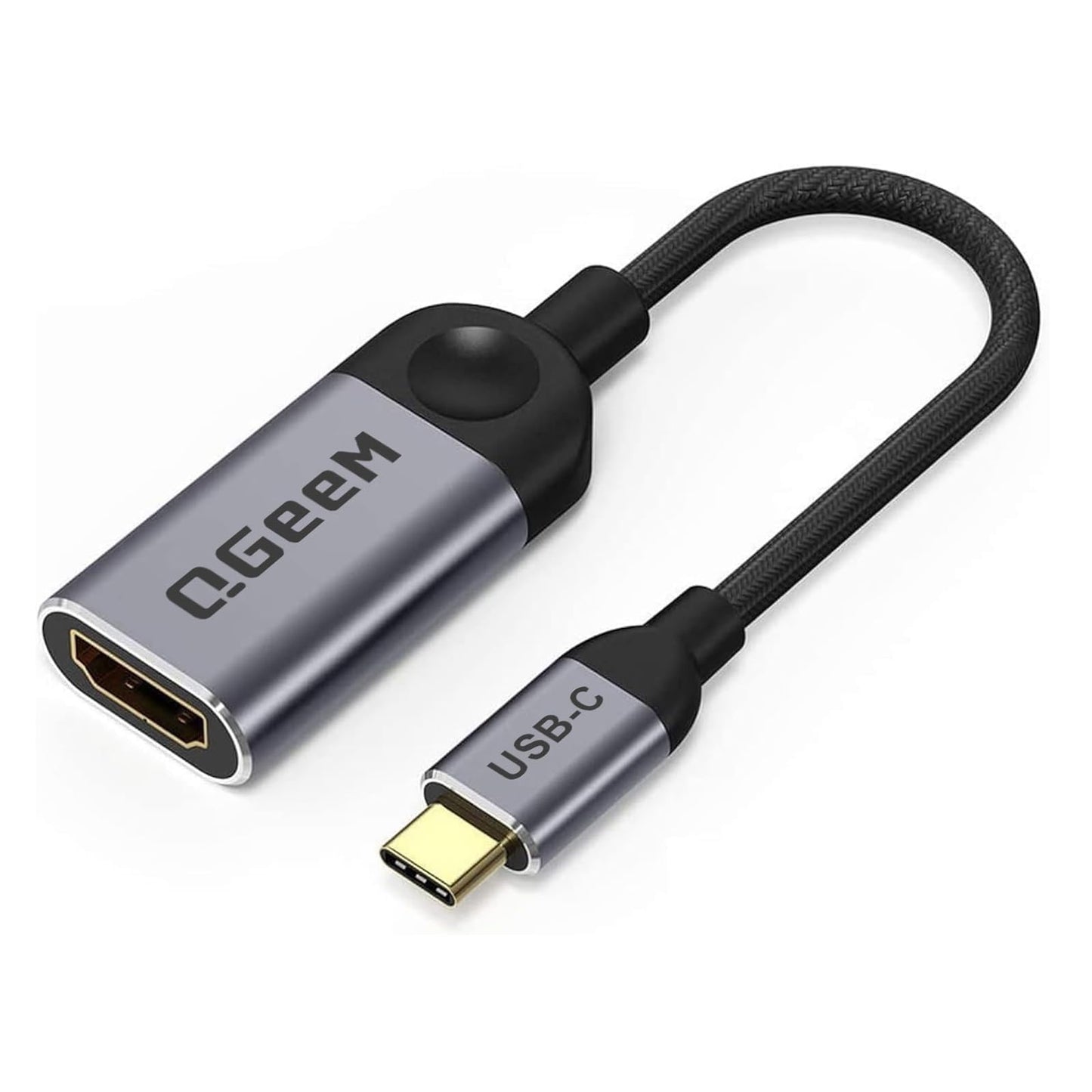 QGeeM USB C to HDMI Adapter 4K Cable, USB Type-C to HDMI Adapter [Thunderbolt 3/4] HDMI for Laptop MacBook Pro/Air, iPhone 15 16 17 Pro max, Dell XPS