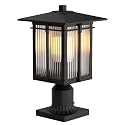 Yoenecea Modern Outdoor Post Light, Aluminum Lamp Post Light Fixture with Ribbed Glass, Soptted Black Outside Pole Lighting with 3-Inch Pier Mount