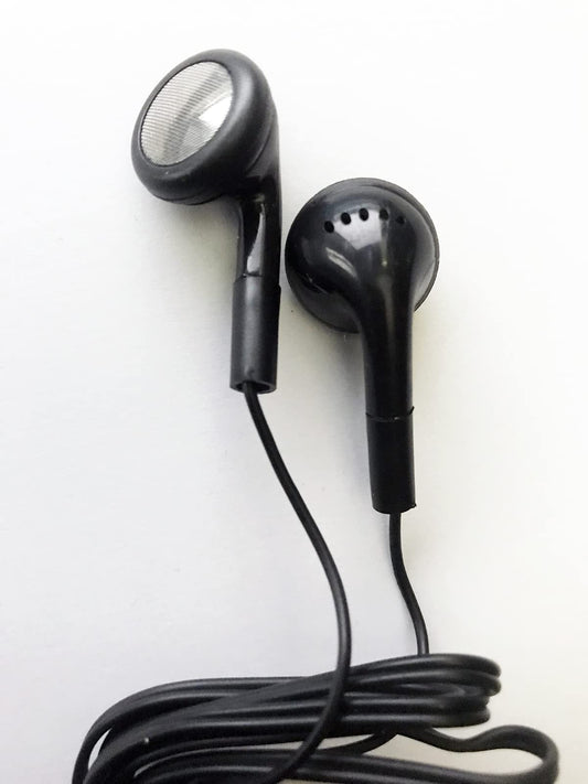 LowCostEarbuds.com Bulk Wholesale Lot of 100 Black 3.5mm in Ear Earbuds/Headphones/Earphones Great for Schools, Libraries, Hospitals, Kids etc.
