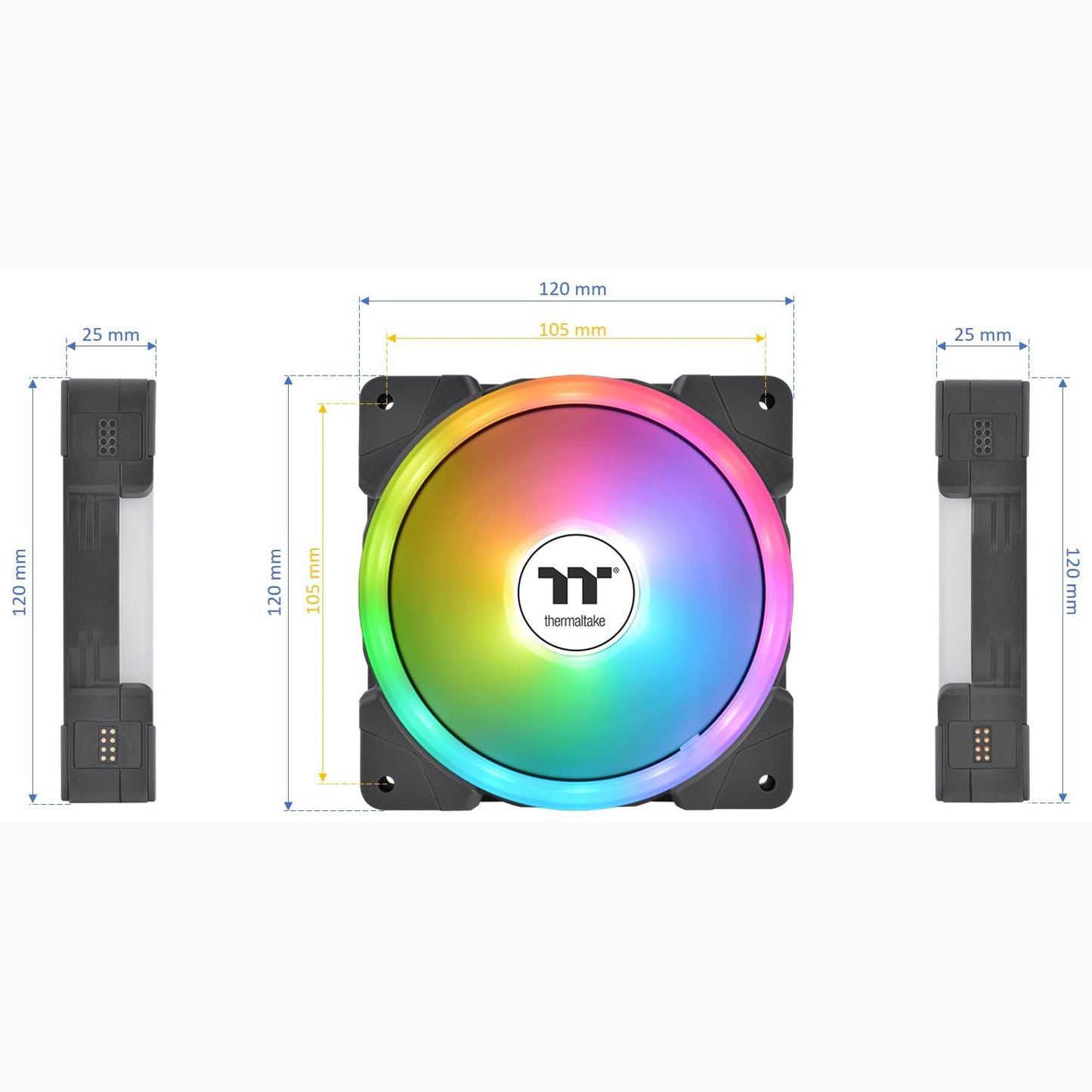 Thermaltake SWAFAN EX 12 ARGB PC Cooling Fan, 3-Fan pcak, 500~2000 RPM, Magnetic Connection, Reversable Blades, sync with MB RGB Software