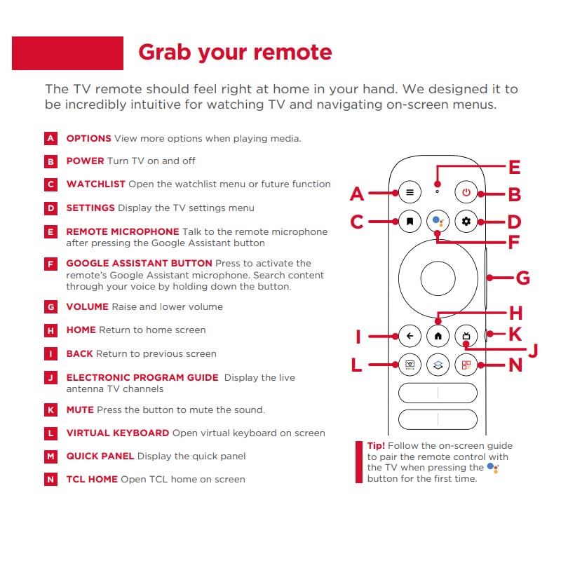 NTQinParts Replacement Voice TV Remote Control Controller for TCL 58S470G 58", 65S470G 65", 70S470G 70" S4 Class 4K UHD HDR LED Smart TV