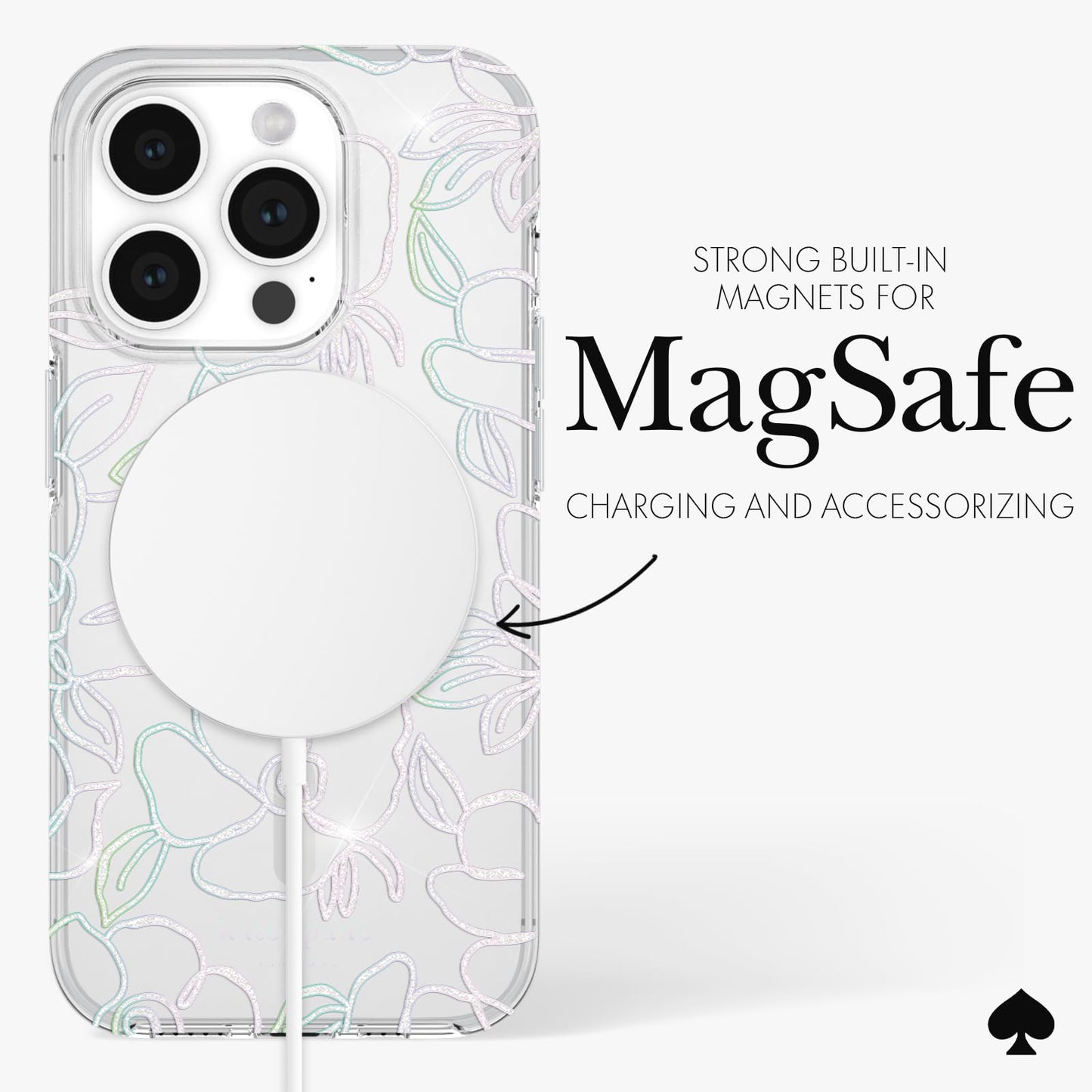 kate spade new york iPhone 15 Pro Case - Modern Floral Silver