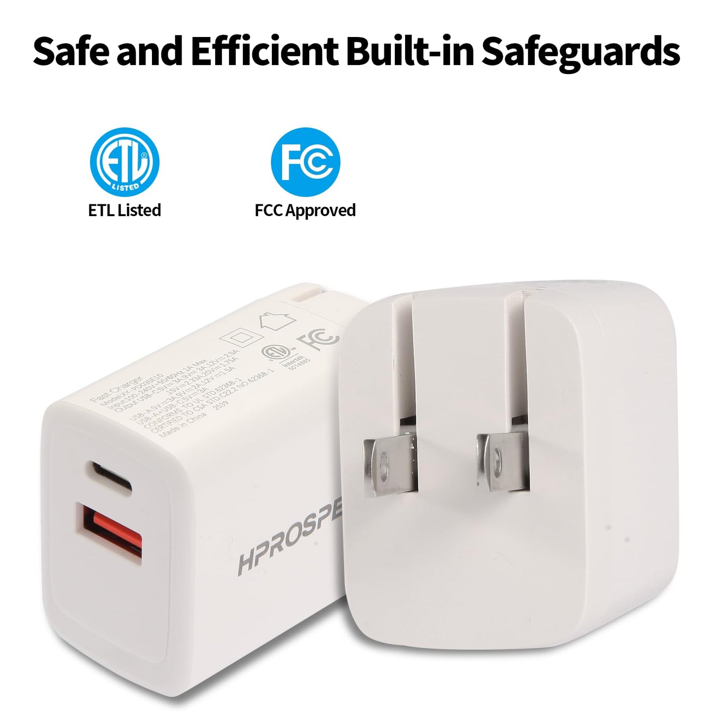 [2-in-1 Cable] 35W Dual Port ipad Charger, PD USB-C & QC3.0 Wall Charger with 3ft Cable for iPhone 17/16/15 Pro Max/Plus, iPad, Samsung, AirPods - 7X