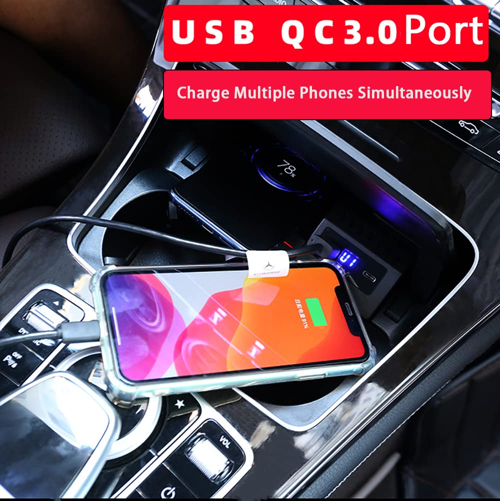 ZChan Wireless Car Charger Fit for BM-W X3/ X4 2023-2019 15W Wireless Charging Panel,QC3.0 Charging Port,for Multiple Phones Owner,Car Charger Mount