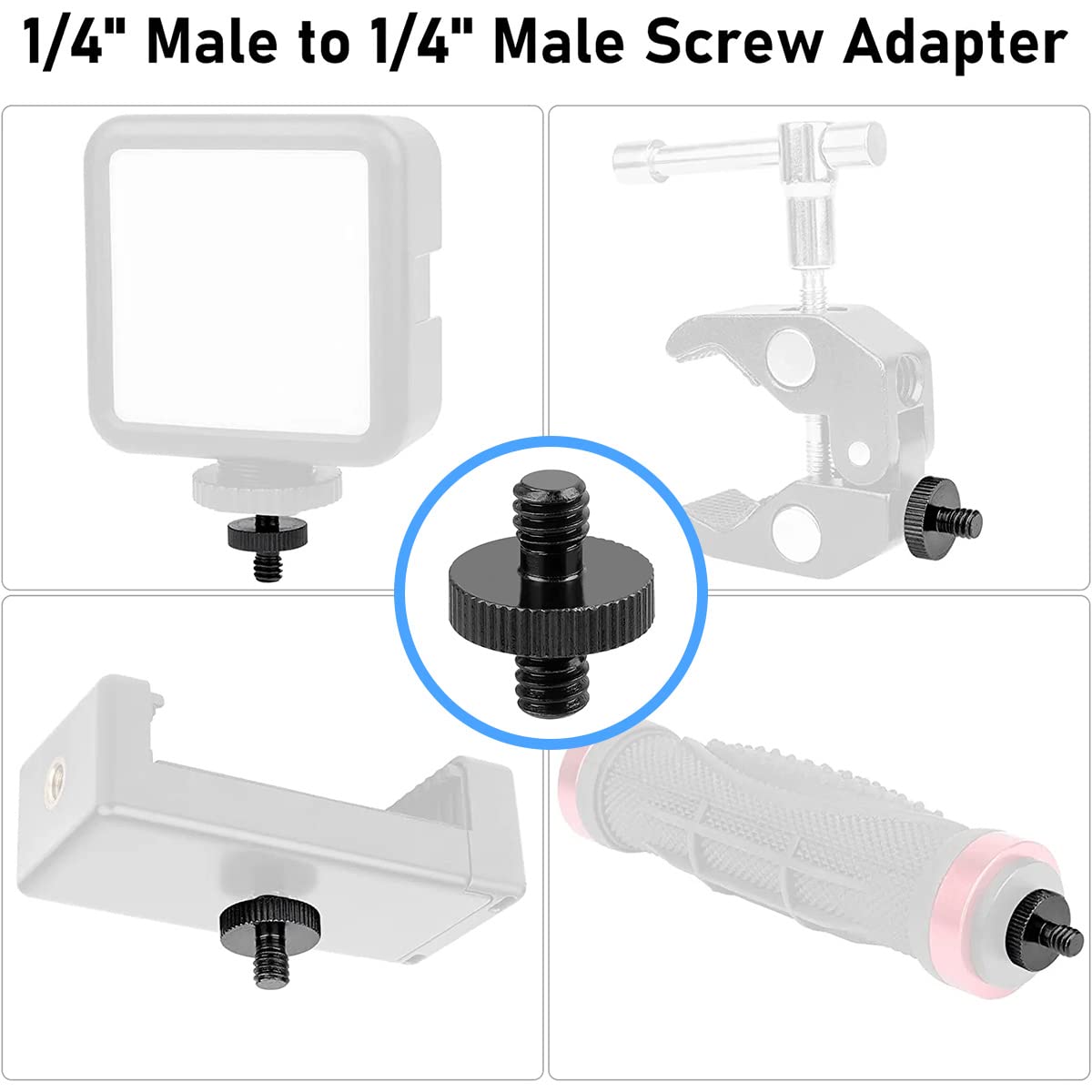 Threaded Tripod Screw Adapter Double Head Stud Standard Mounting Thread Converter 1/4" Male to 3/8" Female Adapter Set for Camera Cage Mount Light