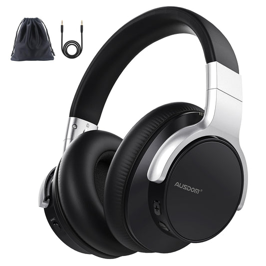 AUSDOM Bluetooth Noise Cancelling Headphones: E7 Wireless Over Ear ANC Headphones with Microphone, 50H Playtime, Hi-Fi Sound, USB C Charge…