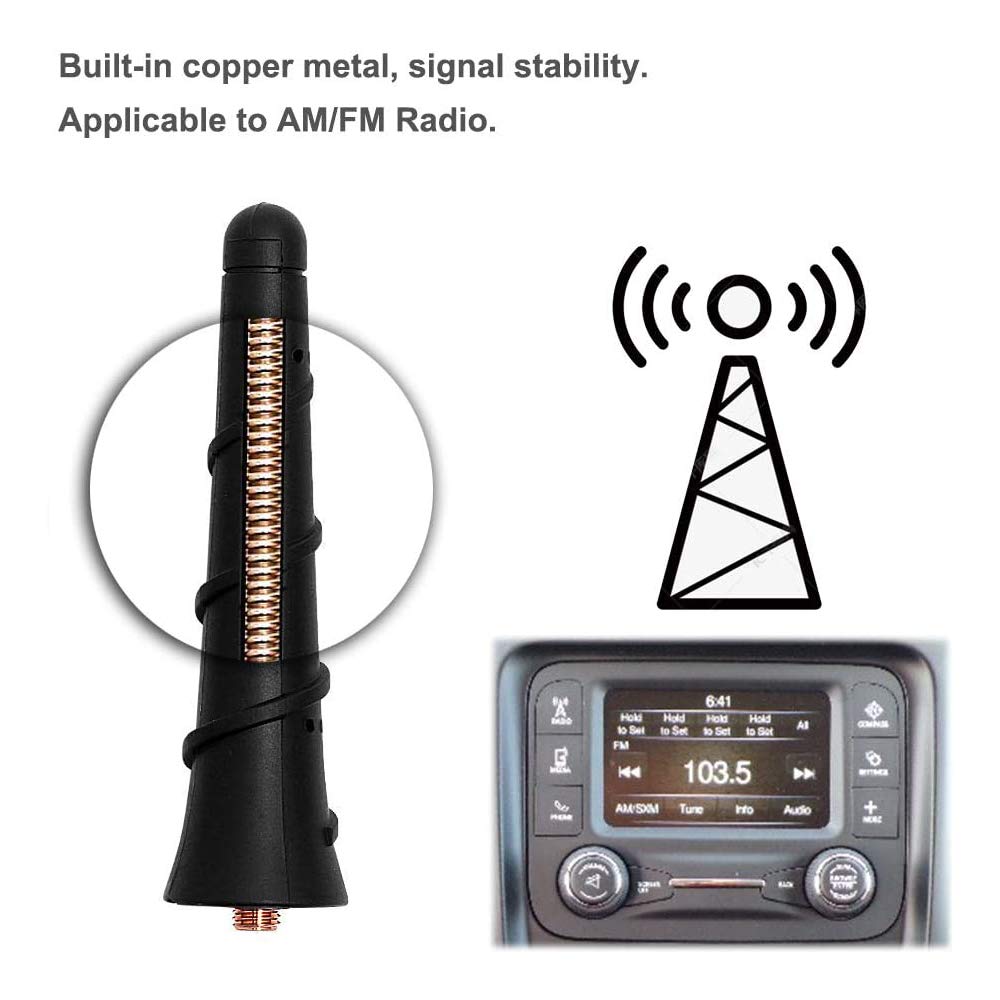 BASIKER 3.2 Inch Antenna for 2011-2025 Jeep Cherokee Grand Cherokee Compass Renegade, Dodge Journey Avenger Durango Dart Chrysler 200, Fiat 500, Car