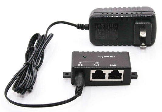Poe Texas PoE Injector - Single Port Power Over Ethernet Passive PoE Adapter - 10/100/1000 Gigabit Data - Includes 48V 15W Power Supply - Wall