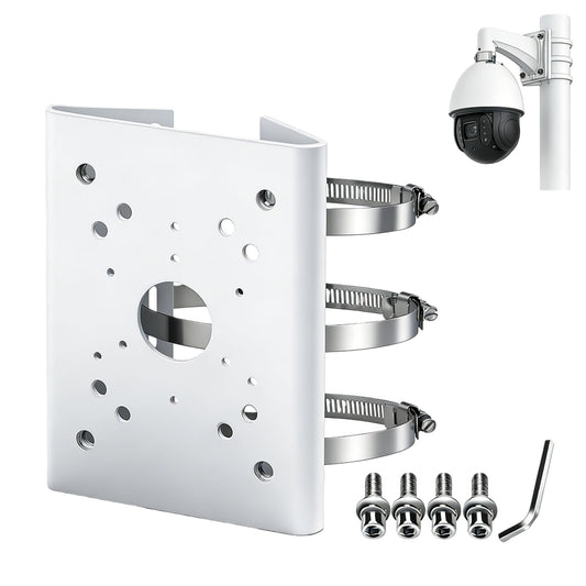 BeElion Pole Column Vertical Pole Mount Bracket for CCTV Dahua Wall Mounts Dome Security Cameras - Weatherproof 80-150mm Adjustable Hoop, 10KG Load