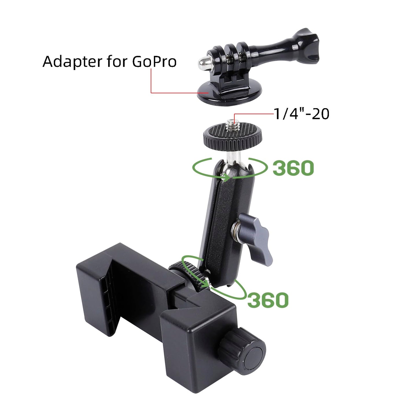 FPN Cell Phone Fence Mount for iPhone, GoPro, Insta360, and Other Action Cameras, Mevo Start for Baseball Softball Tennis Recording, Cameras Net Chain