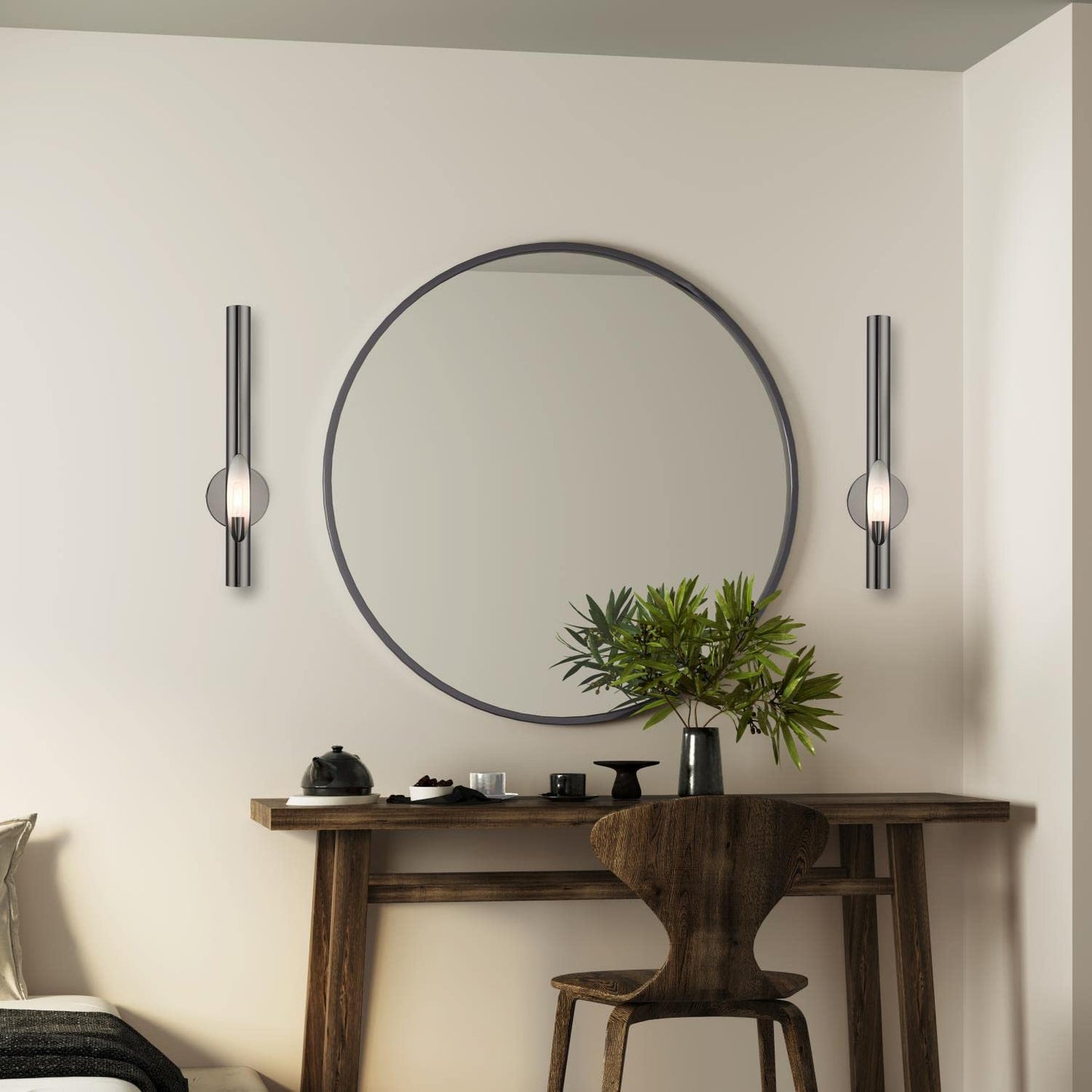 Livex Lighting Acra 1 Light Wall Sconce Black Chrome Finish, 5.13 x 22