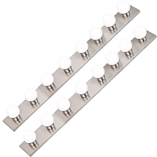 DYSMIO Lighting Eight Light Vanity Strip - Hollywood Style Mirror Fixture with Brushed Nickel Plates - Salon-Grade Accessories for Bedroom, Bathroom