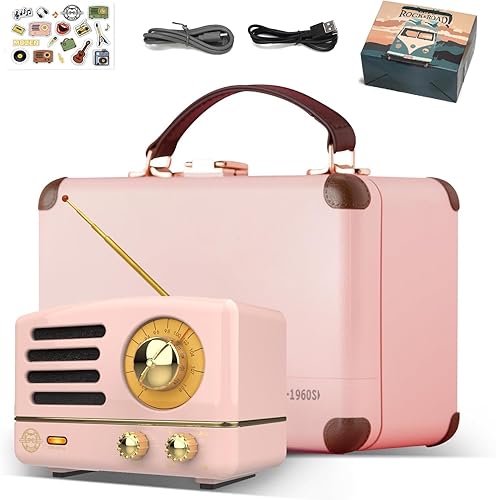 Muzen Portable Bluetooth Speaker, OTR Metal Retro Small Wireless Speaker, FM Radio with Antenna AUX, 10h+ Long Playtime, High Fidelity Stereo Audio