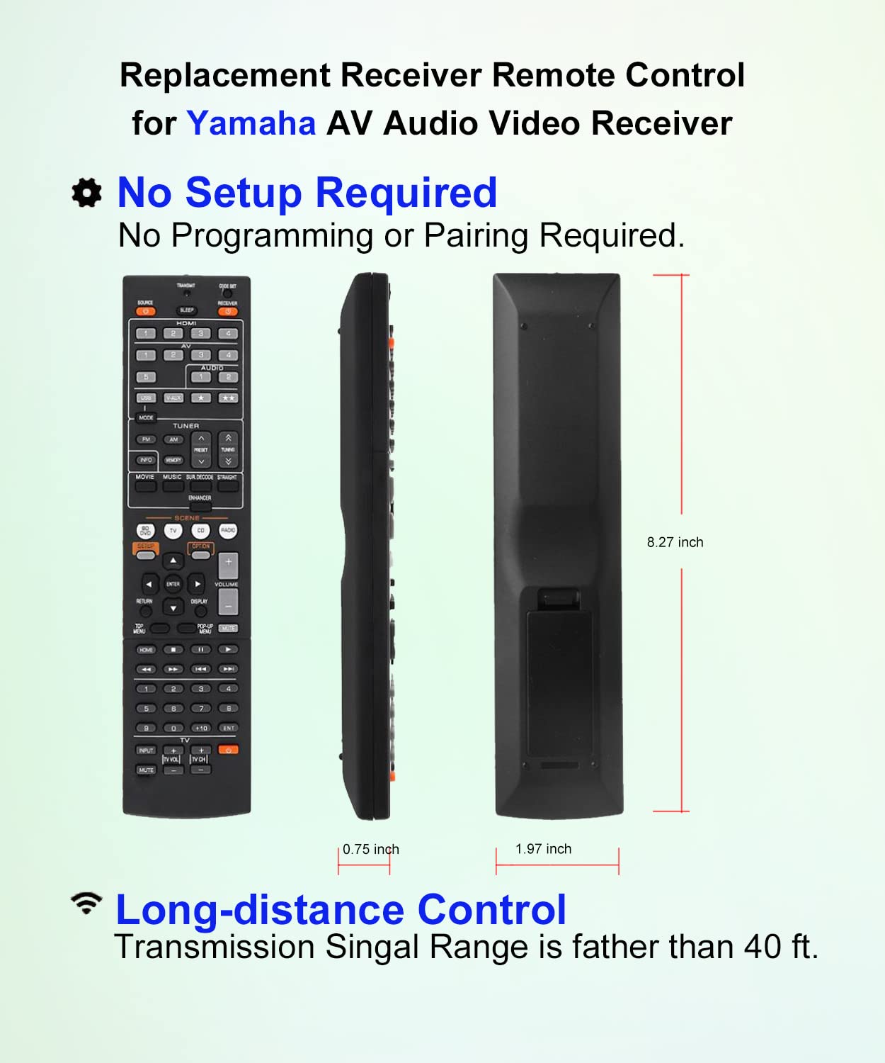 JISOWA Replacement for Yamaha AV Receiver Remote Control Universal RX-V367 RAV463 ZA11350 RX-V375 RX-V677 RX-V371 RAV331 WT92670 RX-V373 RAV432