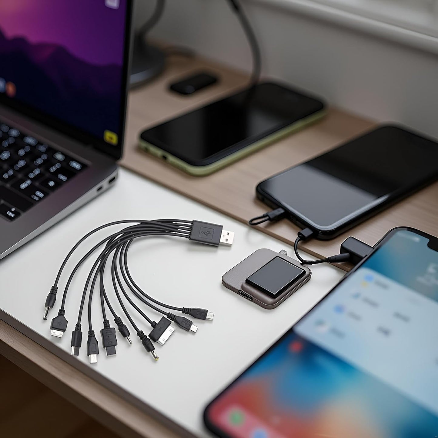 GOUDOGEDC 10 in 1 USB Cables - 20CM/7.87in Universal USB to Multi Plug Cell Phone Charger for Smartphones