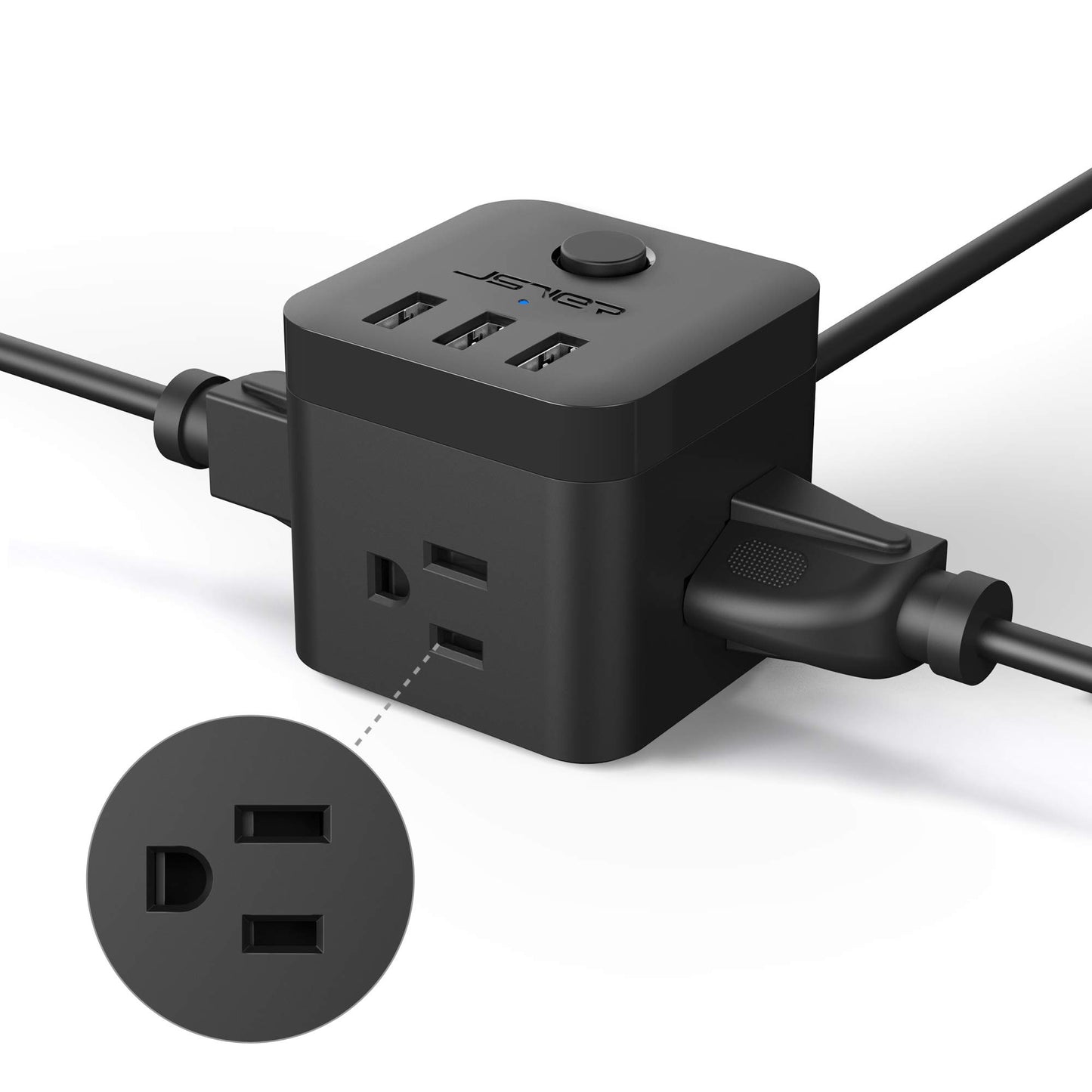 Power Strip with USB, Outlet Strip JSVER USB Power Strip, Power Strips 3 USB Ports 3 Outlets, 4.92ft Power Extension Cord for iPhone Xs/XR/X/8