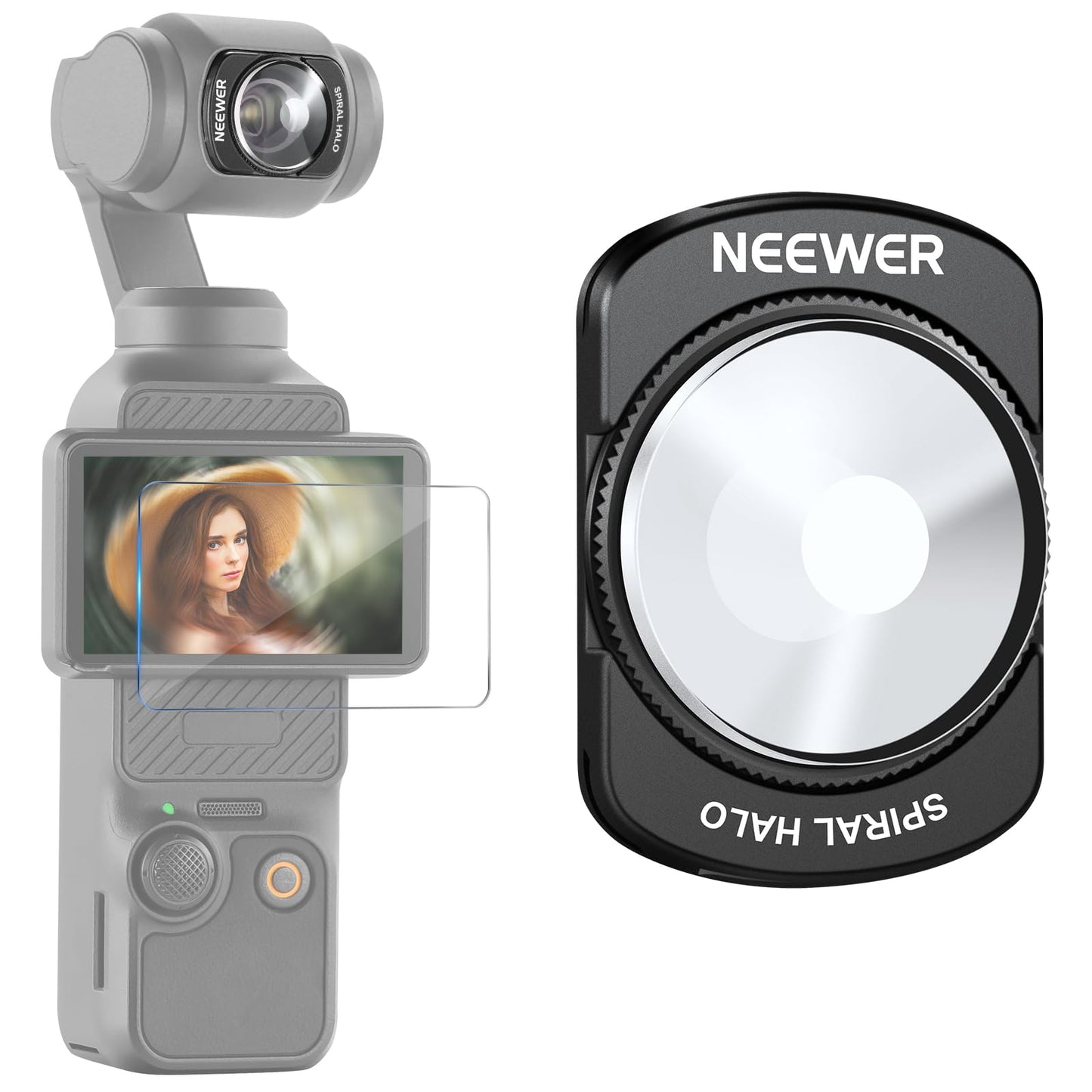 NEEWER Spiral Halo Prism Lens Filter Compatible with DJI Osmo Pocket 3 & Creator Combo Accessories, Magnetic Multicoated HD Optical Glass Gimbal