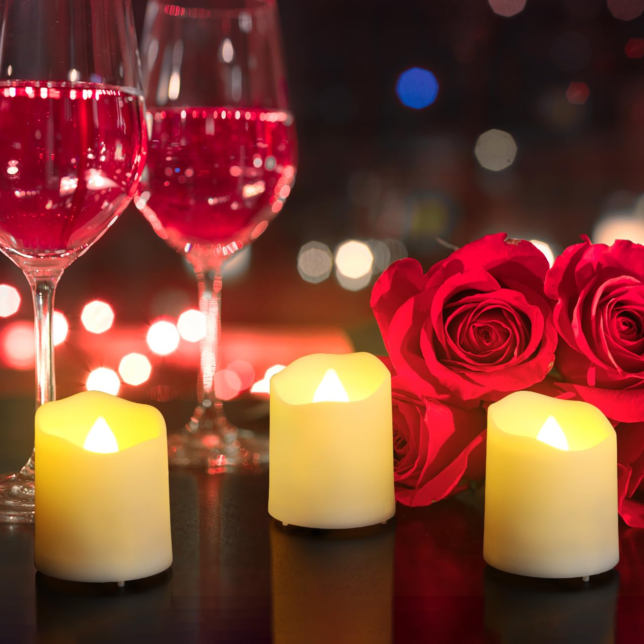 Sanmli 6pcs LED Tea Lights Rechargeable with Charging Base and USB Cable, Flameless Votive Candles Flickering with Remote and Timer, Electric Fake